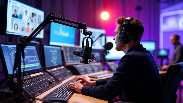 Nieuwsradio studio — live uitzending